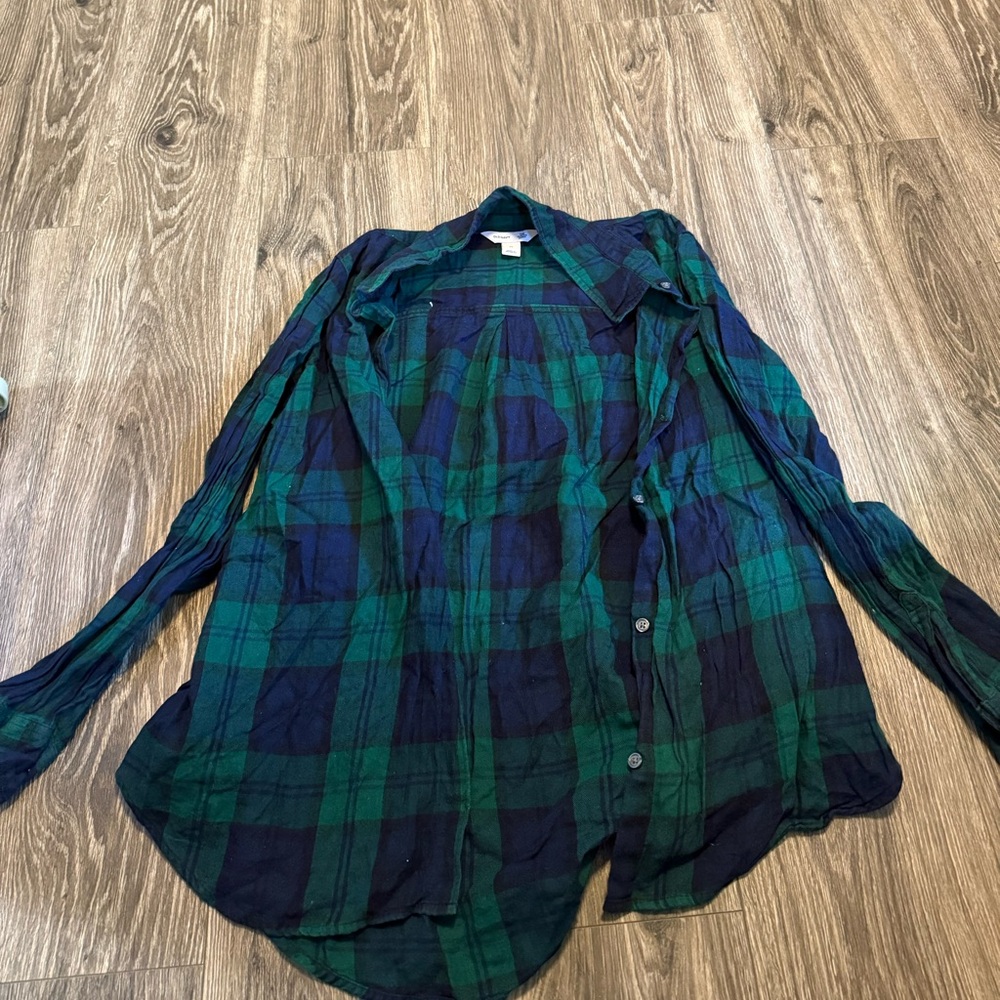 Old Navy Classic Green and Blue Plaid Shirt